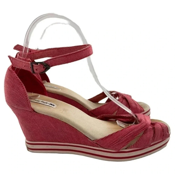 American Eagle womens sandals size 11 red canvas vintage 90s Y2k patriotic - Picture 15 of 15